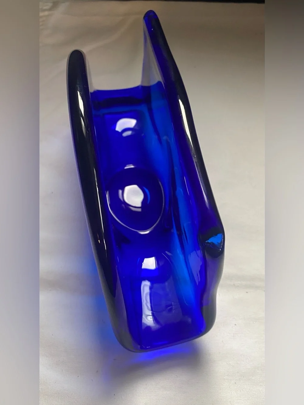 stunning vintage cobalt blue napkin holder / mail organizer- pontil